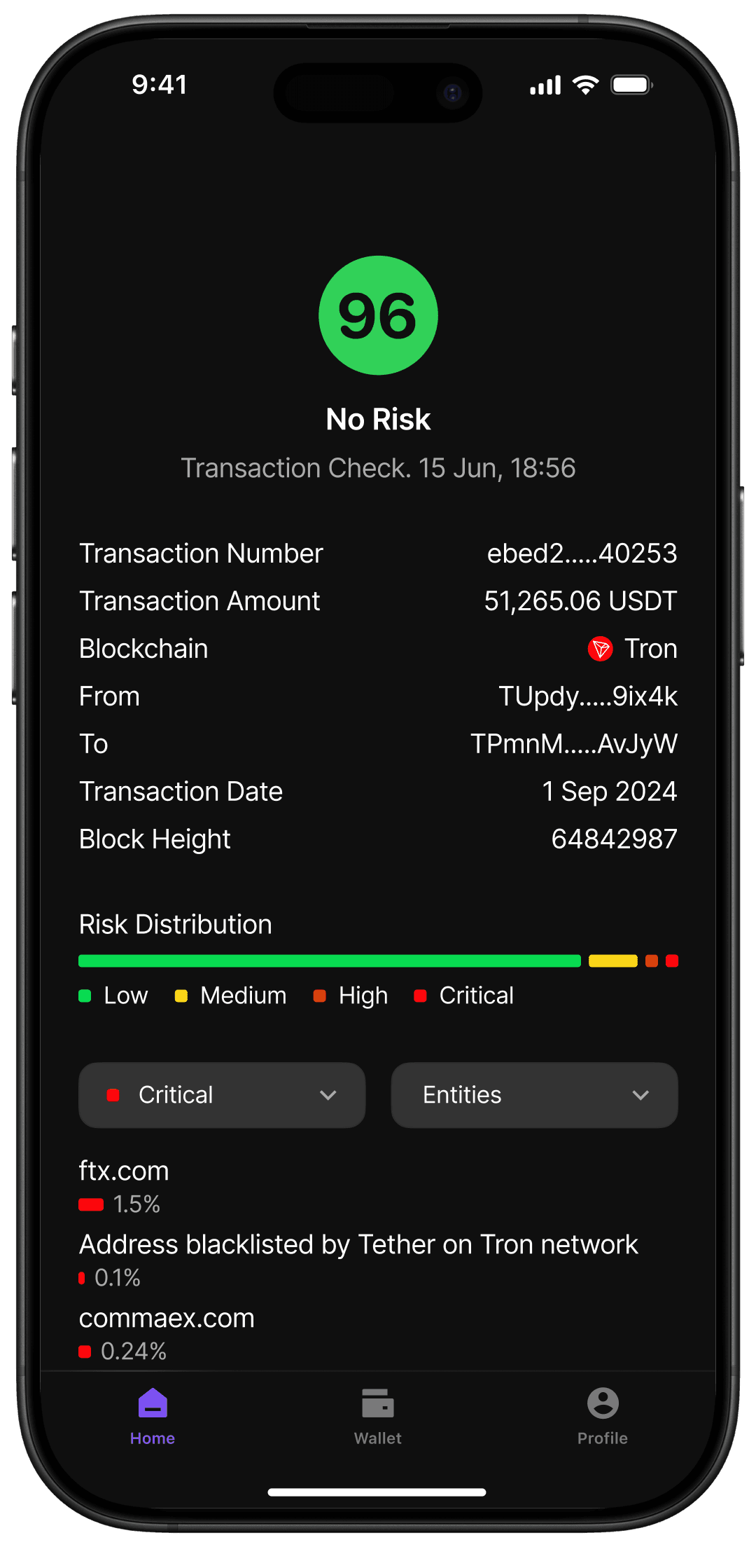 AML Verifier Telegram Mini App preview on iPhone